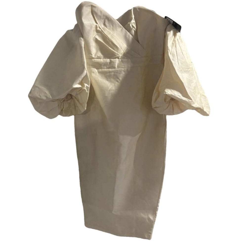 ALIEVA TIFFANY DUPIONI PUFF SLEEVE MAXI DRESS (BEIGE)